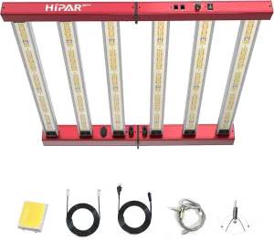HIPAR HG-3500 LED Grow Light 350 watt Grow Light with Osram Diodes,Foldable 6 Bars More Even PPFD & 0-10V Control & 100 Sets Daisy Chain in 3x4 GrowTent