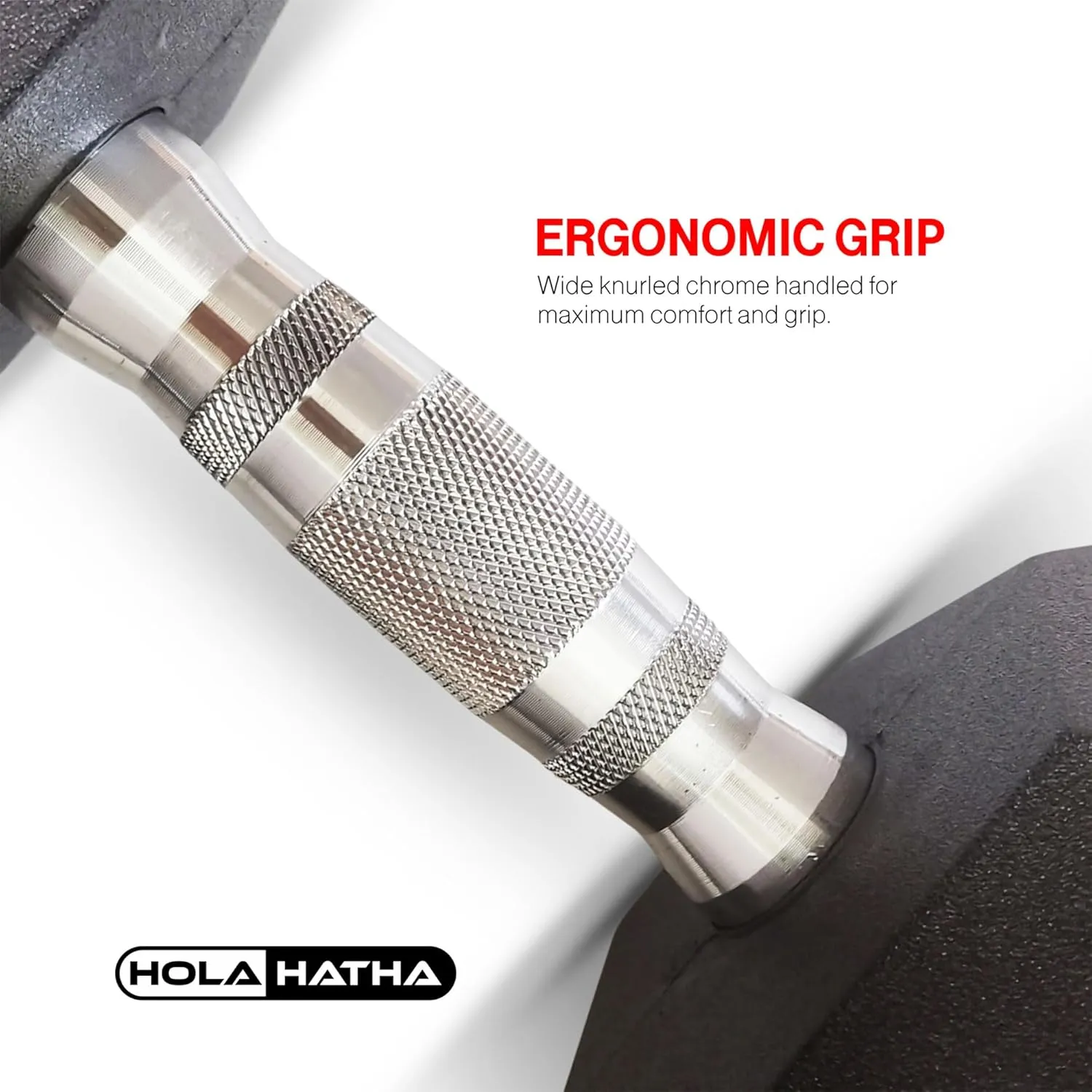 HolaHatha Iron Hexagonal Cast Exercise Dumbbell Free Weight with Contoured Textured Grip for Home Gym Exercise and Strength Training