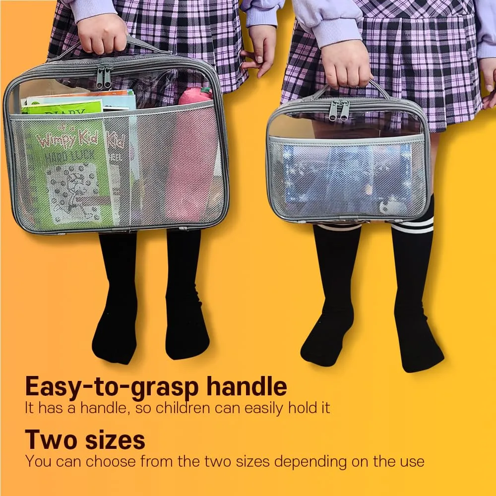 holay 4 Packs PVC Zippered Blocks Set, Toy, Clay, Board game Storage Organizer Case (Name Tag, Manual Pocket) (Gray, Small)