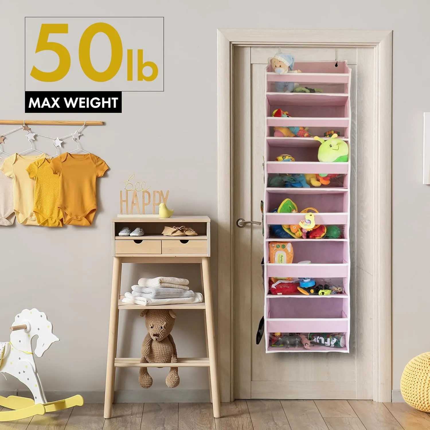HOMELUX THEORY 2 PC Heavy Duty Over the Door Organizer 55x14x6.7, 6 Large Front & 12 Side Pockets, Hanging Storage Closet Door Organizer for Bedroom, Bathroom and Baby Nursery Storage (Baby Blue)