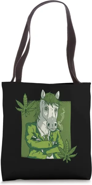 Horse Can Smoke Too Marijuana Plant Cannabis Tote Bag