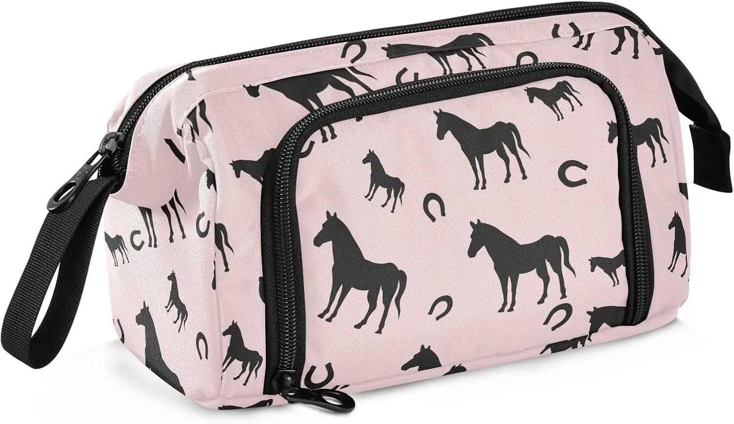 Horse Horseshoe Pencil Case Pouch Big Capacity Pencil Bag Box Organizer Pen Case with Zipper Pencil Cases for Girls Boys Women School College Office