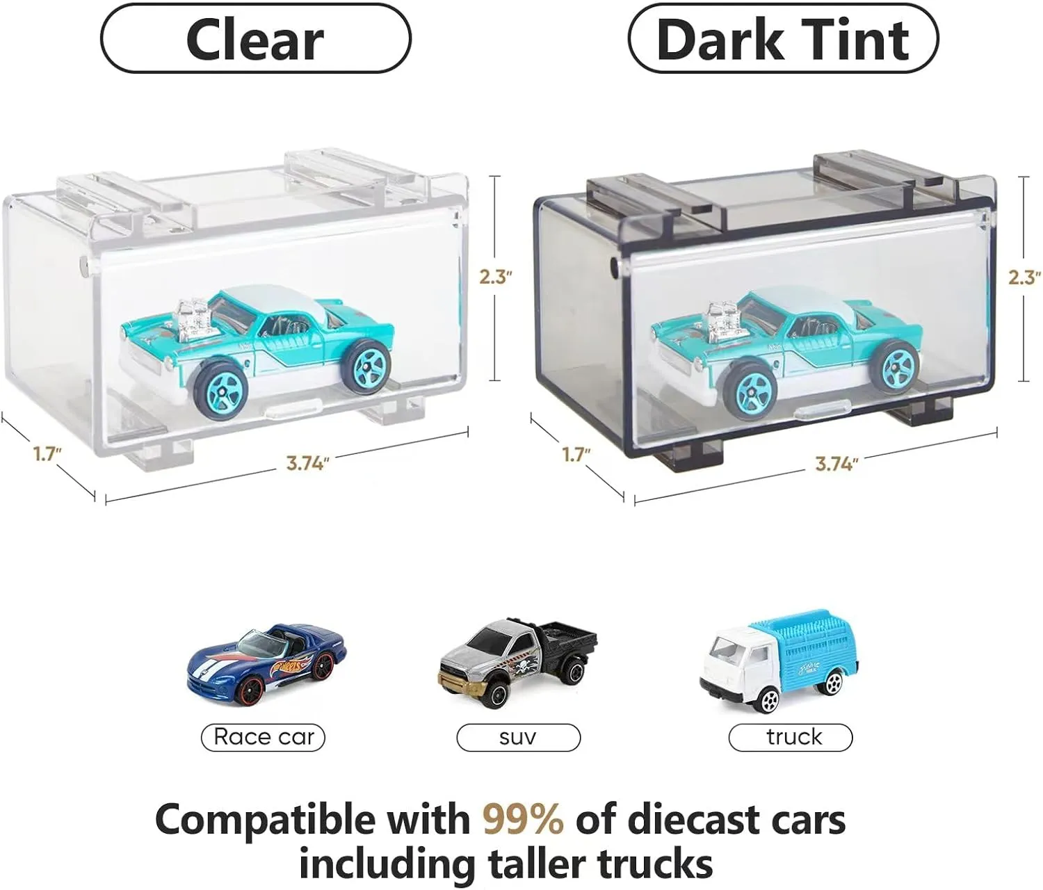 Hot Wheels Display Case: Stackable Toy Car Storage, Transparent Organizer for Matchbox & Hot Wheels 1/64 Scale Diecast Cars (32 Packs, Clear Case Only)