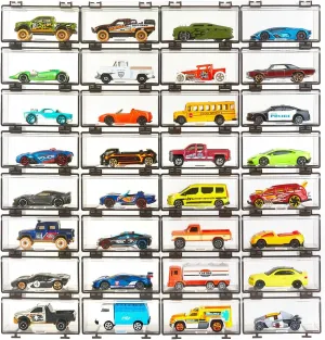 Hot Wheels Display Case: Stackable Toy Car Storage, Transparent Organizer for Matchbox & Hot Wheels 1/64 Scale Diecast Cars (32 Packs, Clear Case Only)