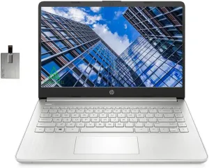 HP 2022 14" HD Touchscreen Display Laptop, AMD Ryzen 3-3250U, 16GB RAM, 1TB PCIe SSD, AMD Radeon Graphics, True Vision HD Camera, Bluetooth, Windows 11 S, Silver, 32GB Snow Bell USB Card (Renewed)