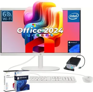 HP 21.5-inch All-in-One Desktop PC - Microsoft Office Lifetime - Free CD/DVD Drive - Wi-Fi 6 - FHD Display - 720P Webcam - Intel Celeron Dual-Core - for Everyday Study & Work Use (32GB RAM, 1TB SSD)