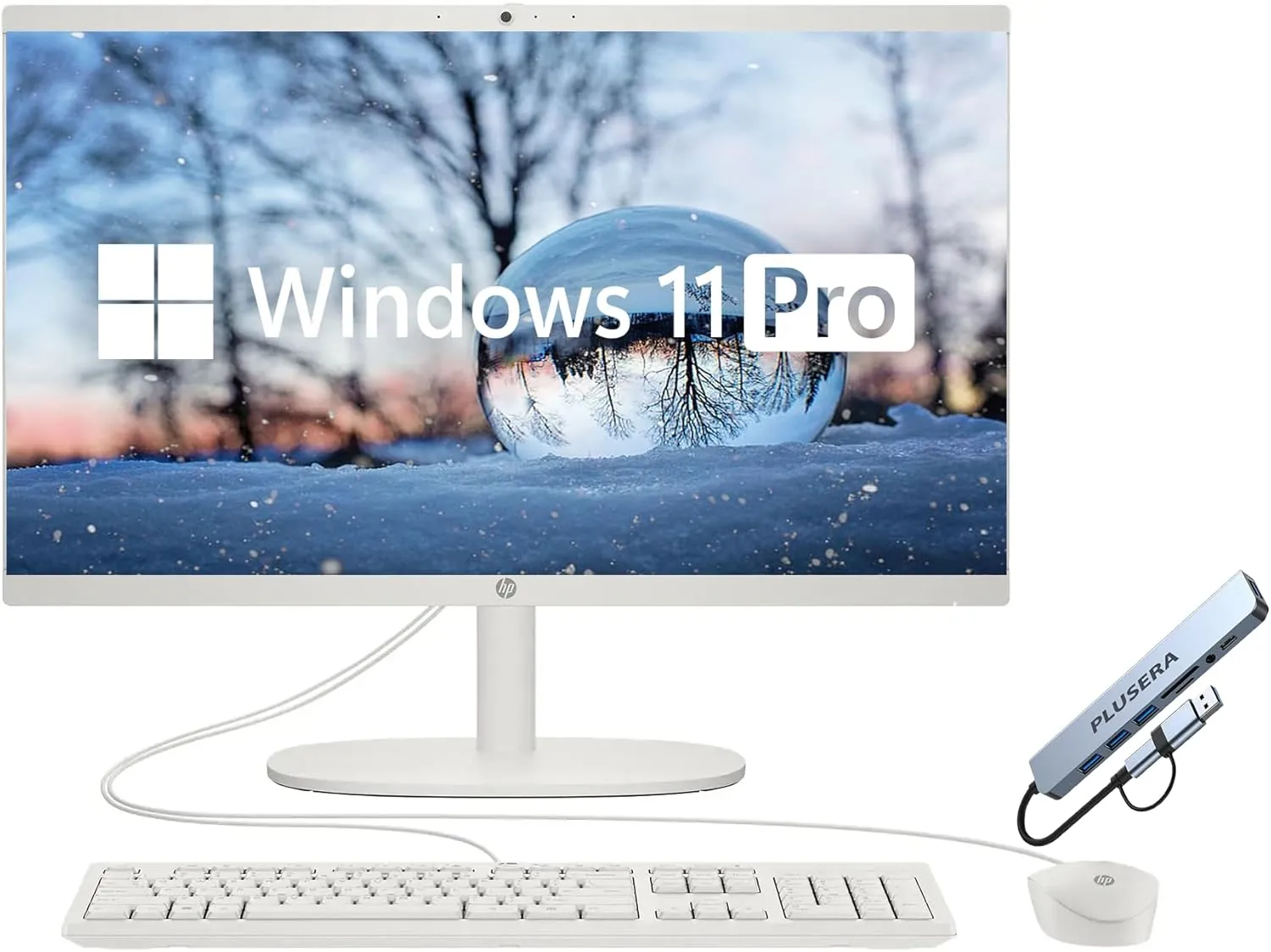 HP 21.5" FHD All-in-One Desktop Computer, 64GB RAM 2.5TB Storage (2TB SSD 512GB Docking Station Set), Dual-Core Intel Celeron, Windows 11 Pro with Microsoft Office Home & Business Included, Snow White