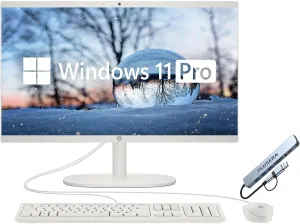 HP 21.5" FHD All-in-One Desktop Computer, 64GB RAM 2.5TB Storage (2TB SSD 512GB Docking Station Set), Dual-Core Intel Celeron, Windows 11 Pro with Microsoft Office Home & Business Included, Snow White