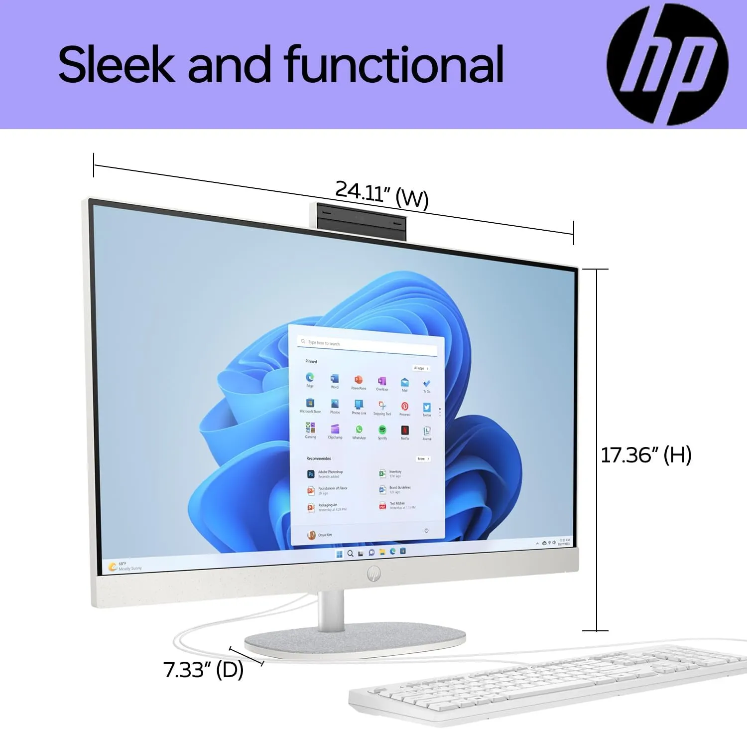 HP 27 i7 All in One Desktop, 27" FHD, Intel i7-1355U, 16GB RAM, 1TB SSD, Wired Keyboard & Mouse, IR Camera, HDMI, RJ45, Wi-Fi 6, Windows 11 Home, White with ADATA 512 External SSD Bundle