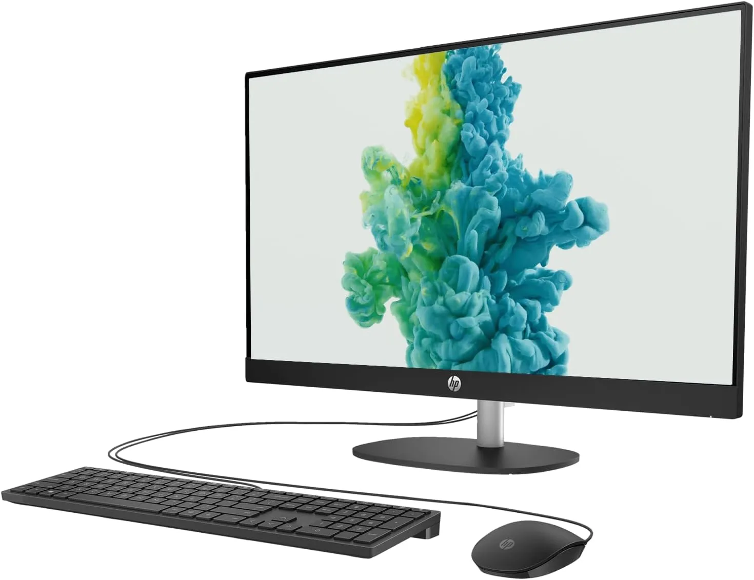 HP 27" 13th i7-1355U All in One Desktop Computer, FHD Display, 64GB RAM, 2TB SSD, IR Camera, RJ-45, Wi-Fi 6, Wired KB & Mouse, Windows 11 Home, Black, with Adata 512 External SSD Bundle