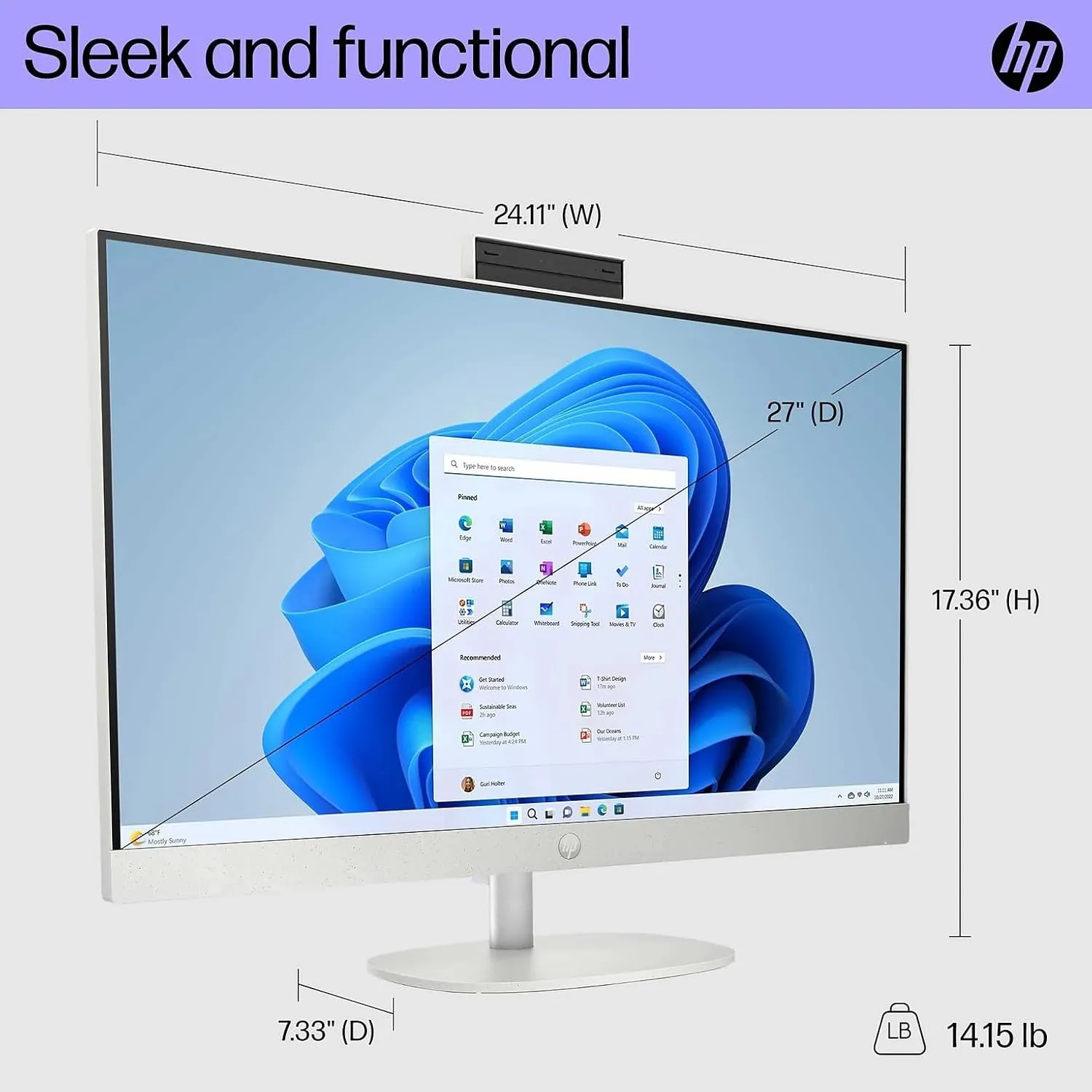 HP 27" All-in-One Desktop Computer, FHD IPS Display, 12-core Intel Core Ultra 5-125U Processor, 32GB DDR5, 1TB SSD, Wi-Fi 6, HDMI, Wireless KB&Mouse, Windows 11 Home, WOWPC Bundle