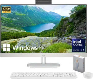 HP 27" All-in-One Desktop Computer, FHD IPS Display, 12-core Intel Core Ultra 5-125U Processor, 32GB DDR5, 1TB SSD, Wi-Fi 6, HDMI, Wireless KB&Mouse, Windows 11 Home, WOWPC Bundle