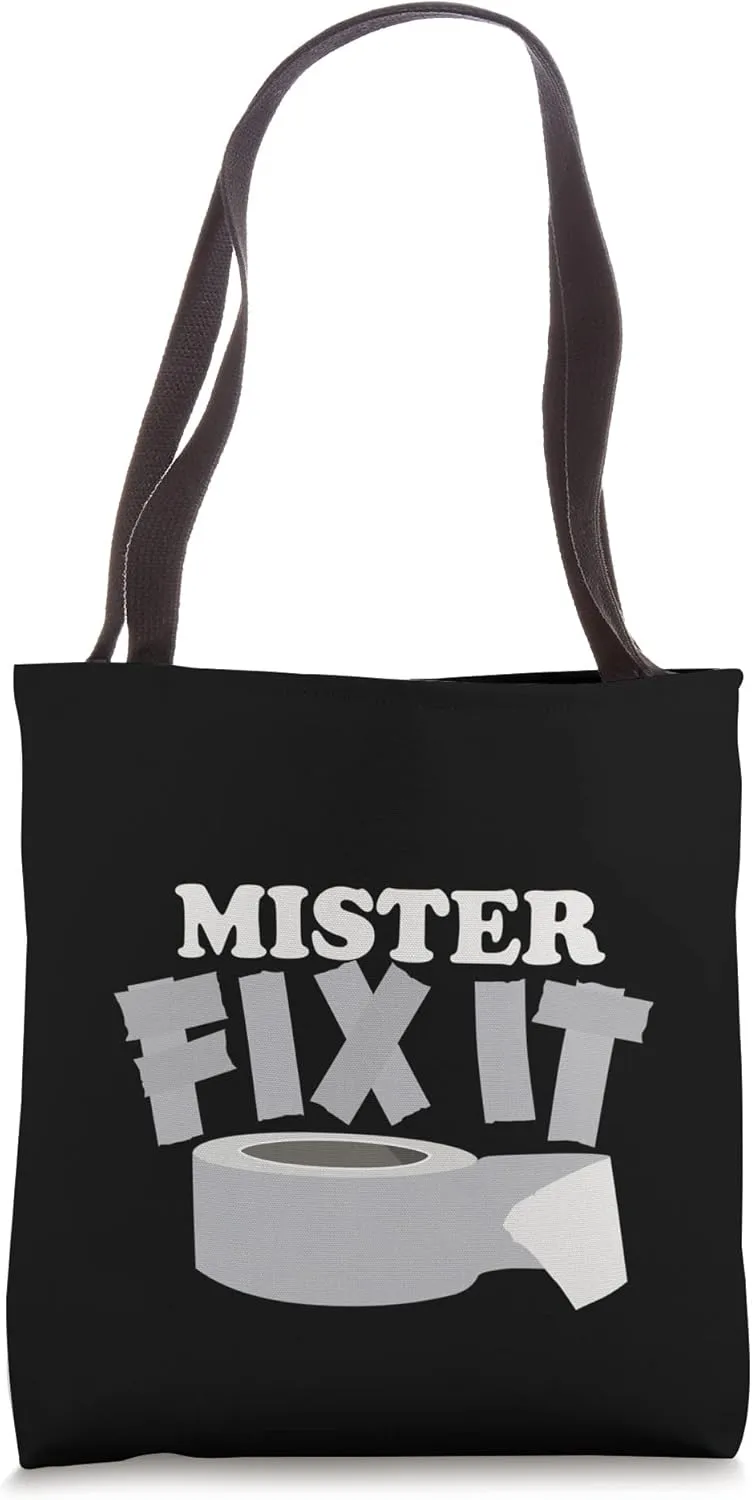 Husband Mister Fix It Duct Tape Funny Graphic Tote Bag