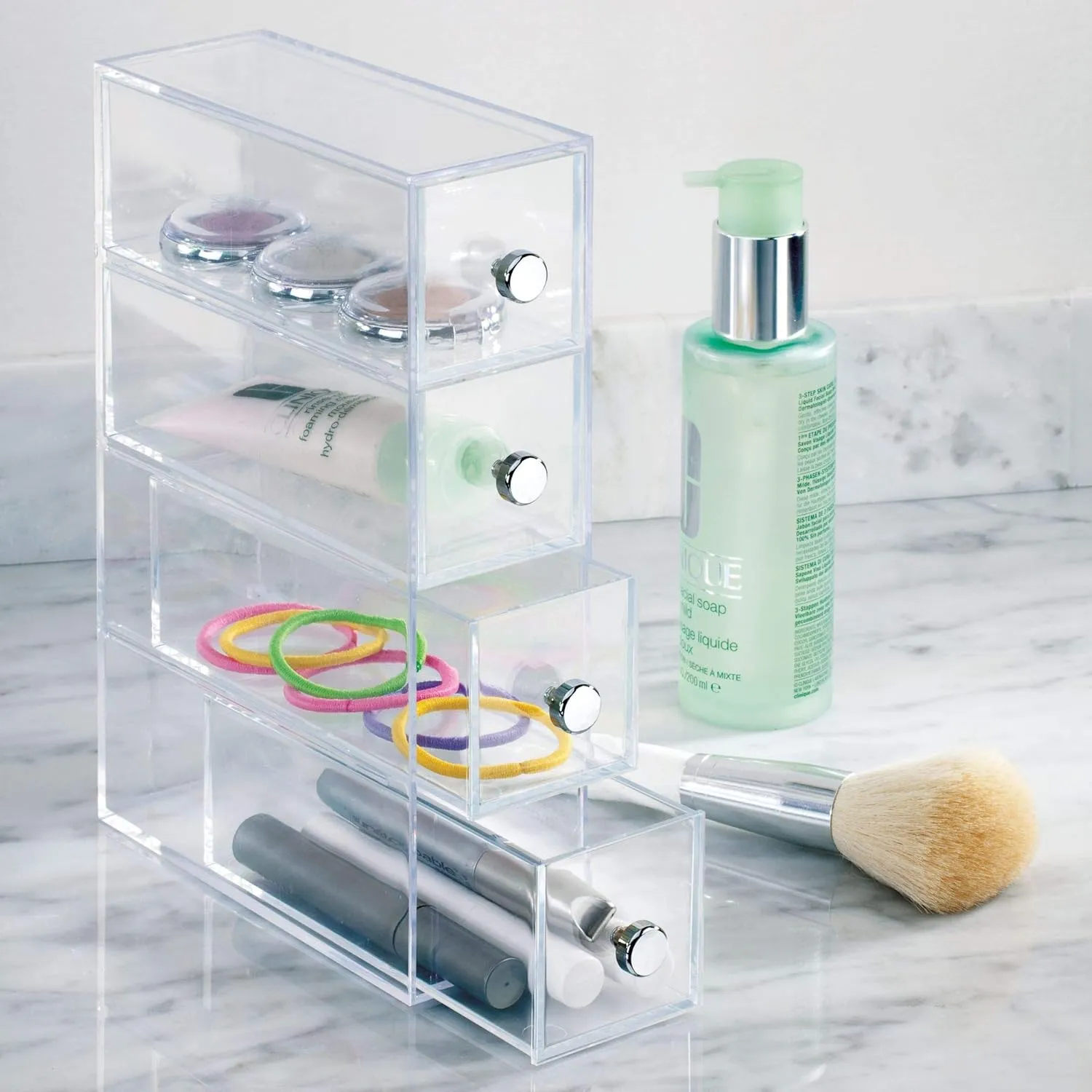 iDesign 36560EU 4-Drawer Vanity/Cosmetic Organizer, Set of 1, Clear