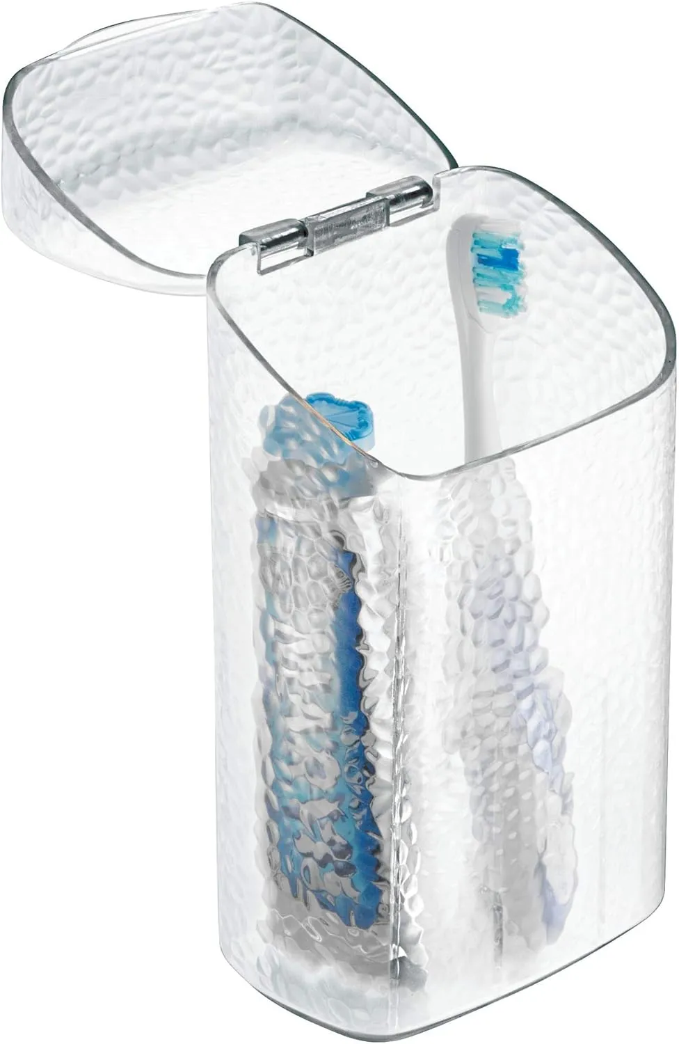 iDesign 53450 Rain Toothbrush Holder Dental Center for Toothpaste, Electric Toothbrush, Water Flosser, Bathroom Countertop Organizer, Clear