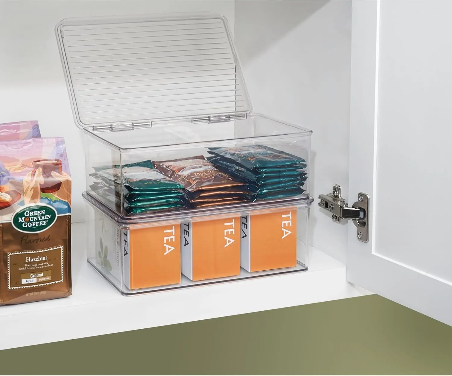 iDesign BPA-Free Plastic Pantry and Kitchen Storage, Stackable Freezer and Fridge Organizer Lidded Bin – 7.25" x 10.75" x 3.75", Clear