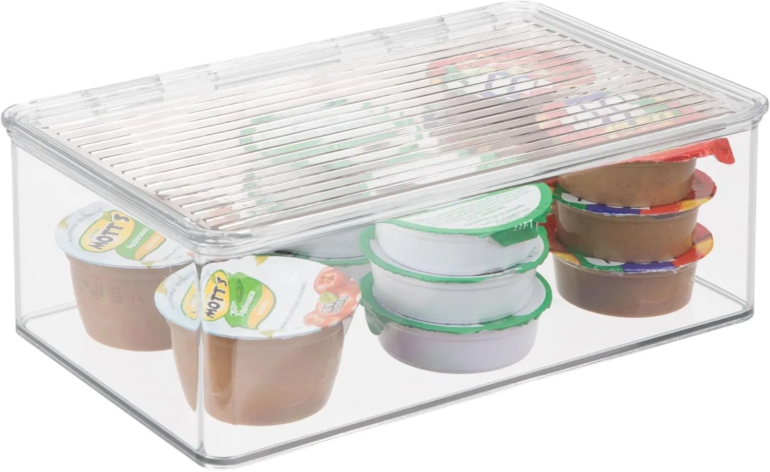 iDesign BPA-Free Plastic Pantry and Kitchen Storage, Stackable Freezer and Fridge Organizer Lidded Bin – 7.25" x 10.75" x 3.75", Clear