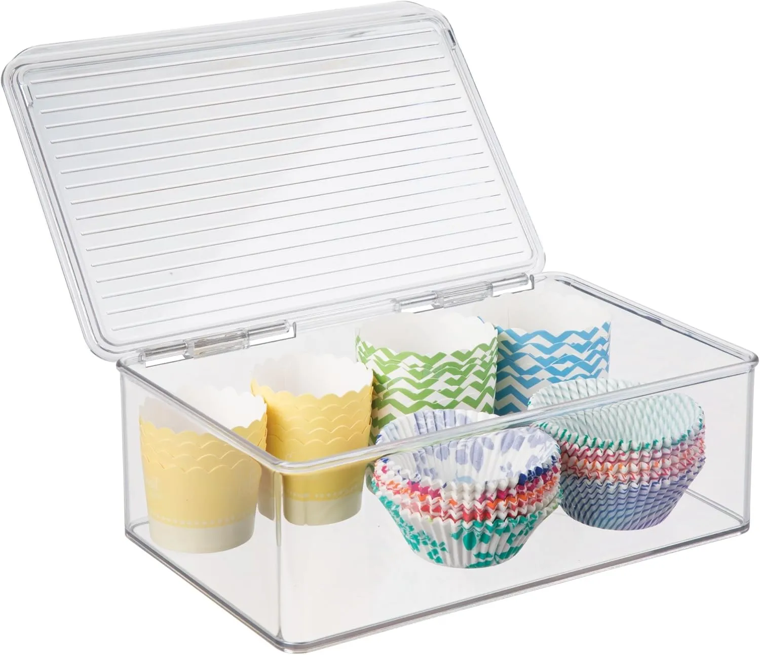 iDesign BPA-Free Plastic Pantry and Kitchen Storage, Stackable Freezer and Fridge Organizer Lidded Bin – 7.25" x 10.75" x 3.75", Clear