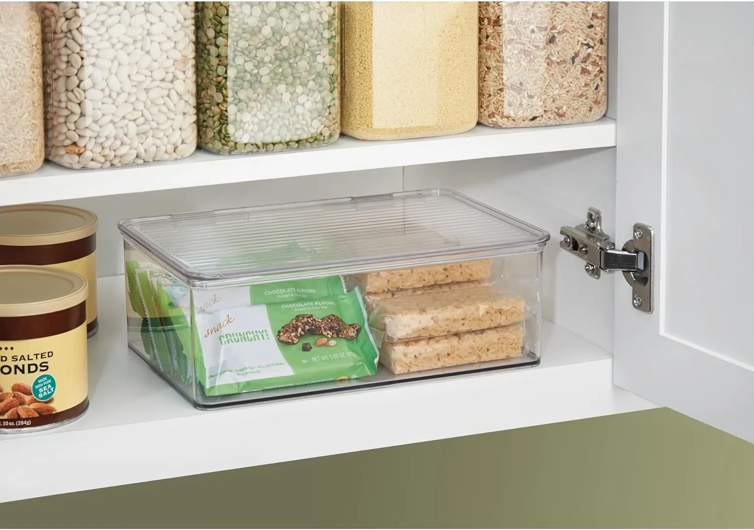 iDesign BPA-Free Plastic Pantry and Kitchen Storage, Stackable Freezer and Fridge Organizer Lidded Bin – 7.25" x 10.75" x 3.75", Clear