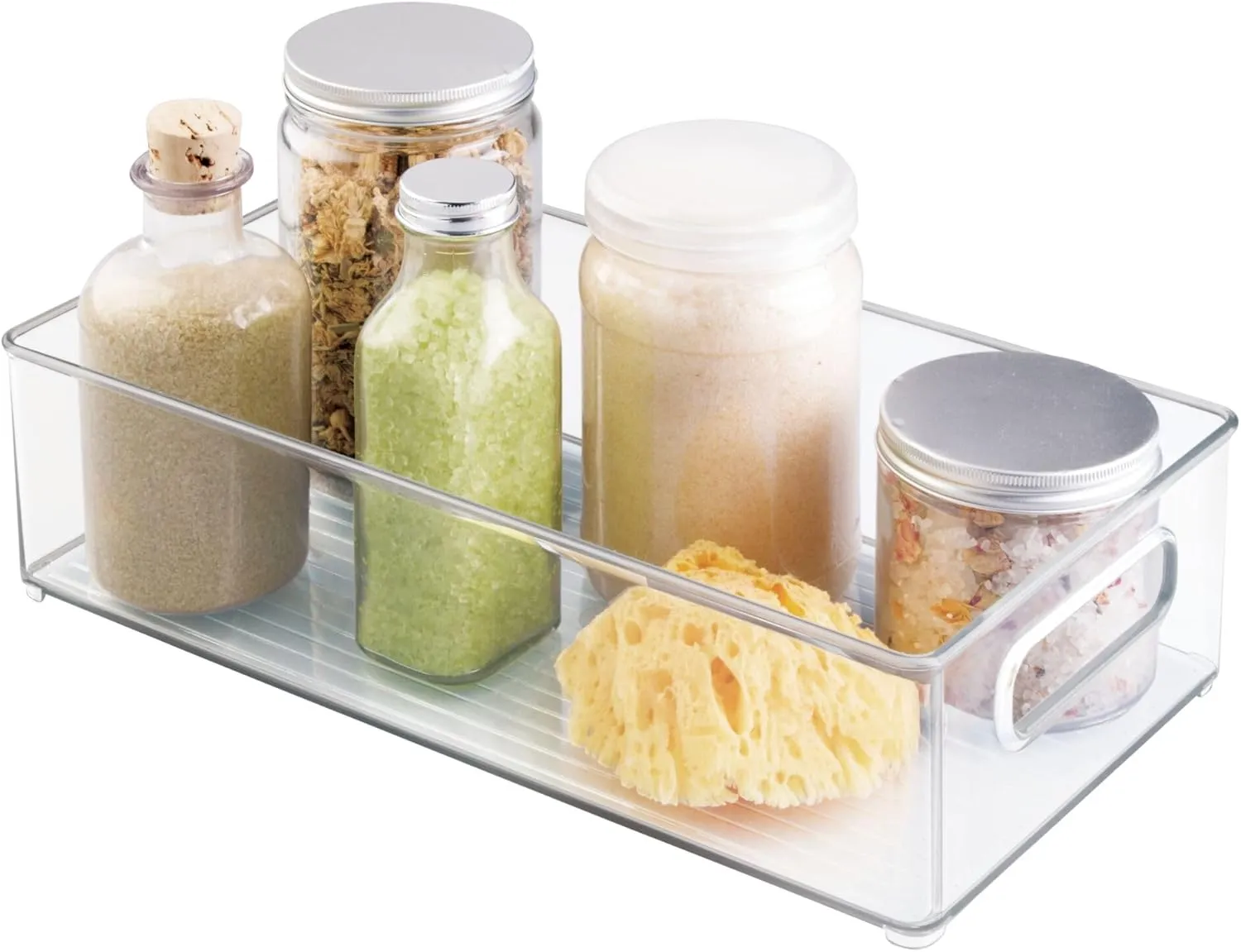 iDesign Stackable Bathroom Storage Bin with Handles for Makeup and Accessories, Clear, Made in USA