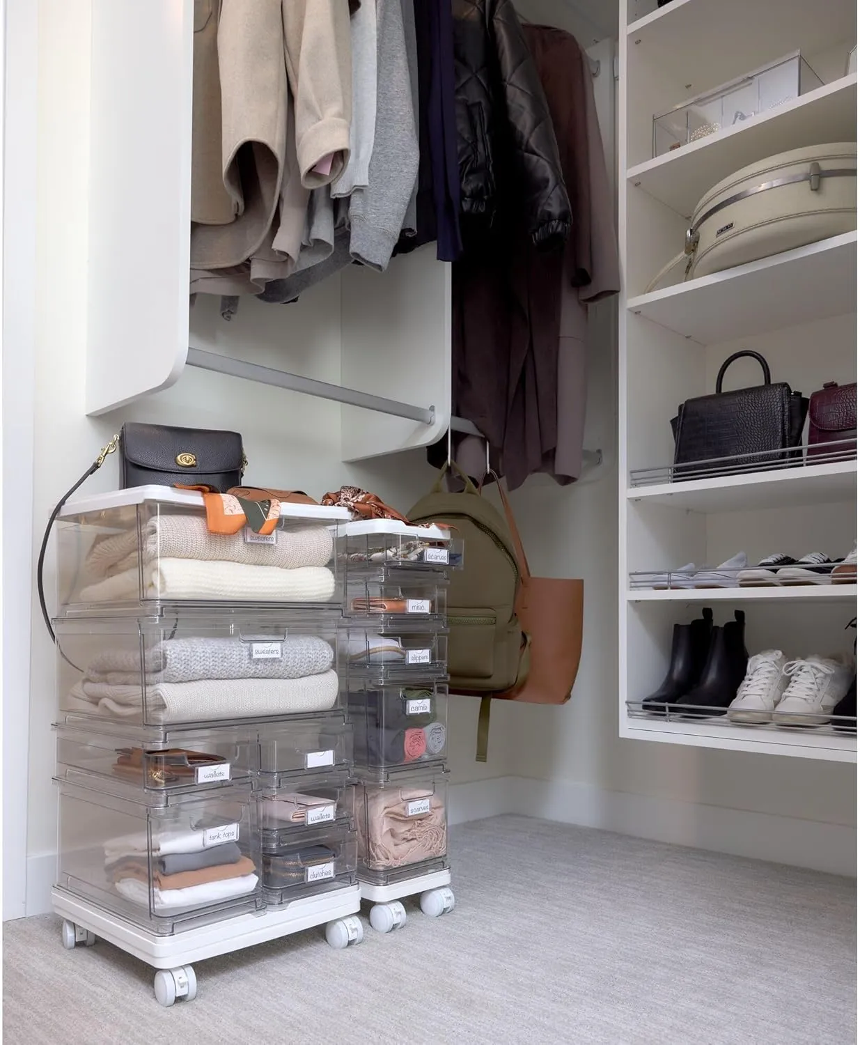 iDesign The Sarah Tanno Collection Large 7-Drawer Stacking Cosmetic Organizer Cart, Clear/White