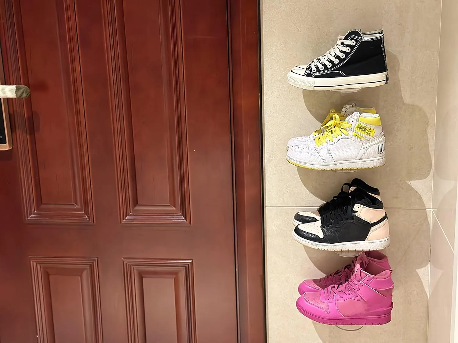 IEEK Floating Shoe Display 8 Pack,Levitating Acrylic Shoe Shelf for Wall,Clear Wall Mounted Shoe Rack Sneaker Display Shelves Space Saving Shoe Organizer Holder for Sneaker Collection