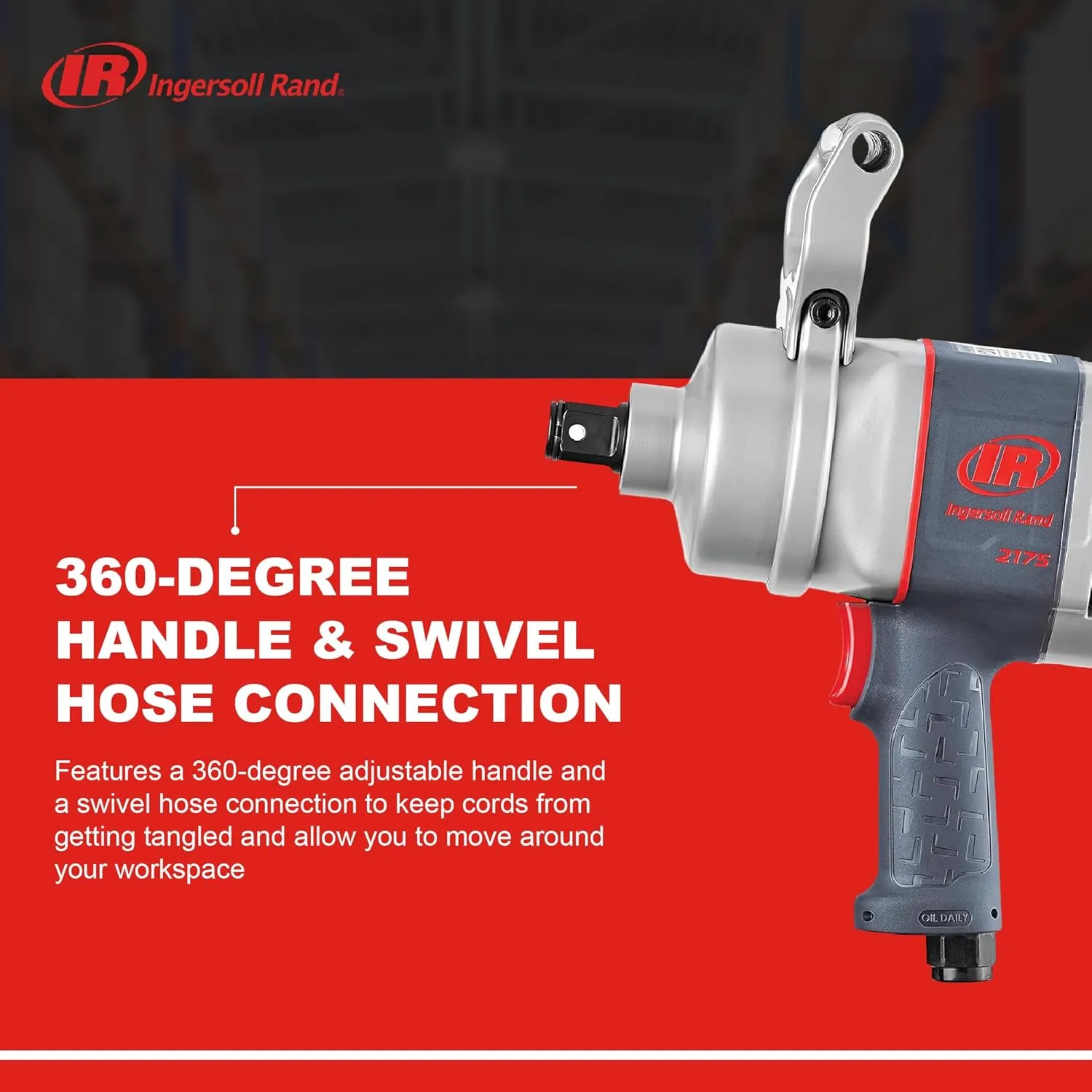 Ingersoll Rand 2175MAX 1" Air Impact Wrench, 2,000 ft-lbs Max Torque, Pistol Grip