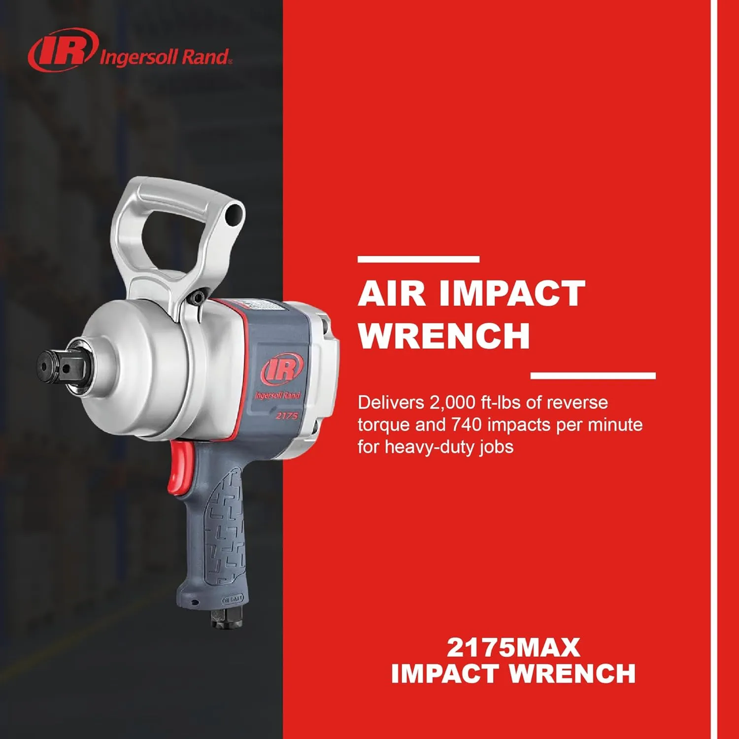 Ingersoll Rand 2175MAX 1" Air Impact Wrench, 2,000 ft-lbs Max Torque, Pistol Grip