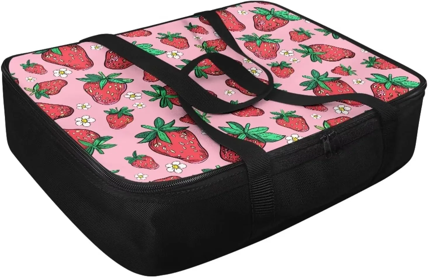 Insulated Casserole Carrier 9x13 Pink Strawberry Casserole Carriers for Hot or Cold Food Travel Food Bag Casserole Dish Carrying Case with Handle and Lid, Pioneer Woman Dishes Carrier