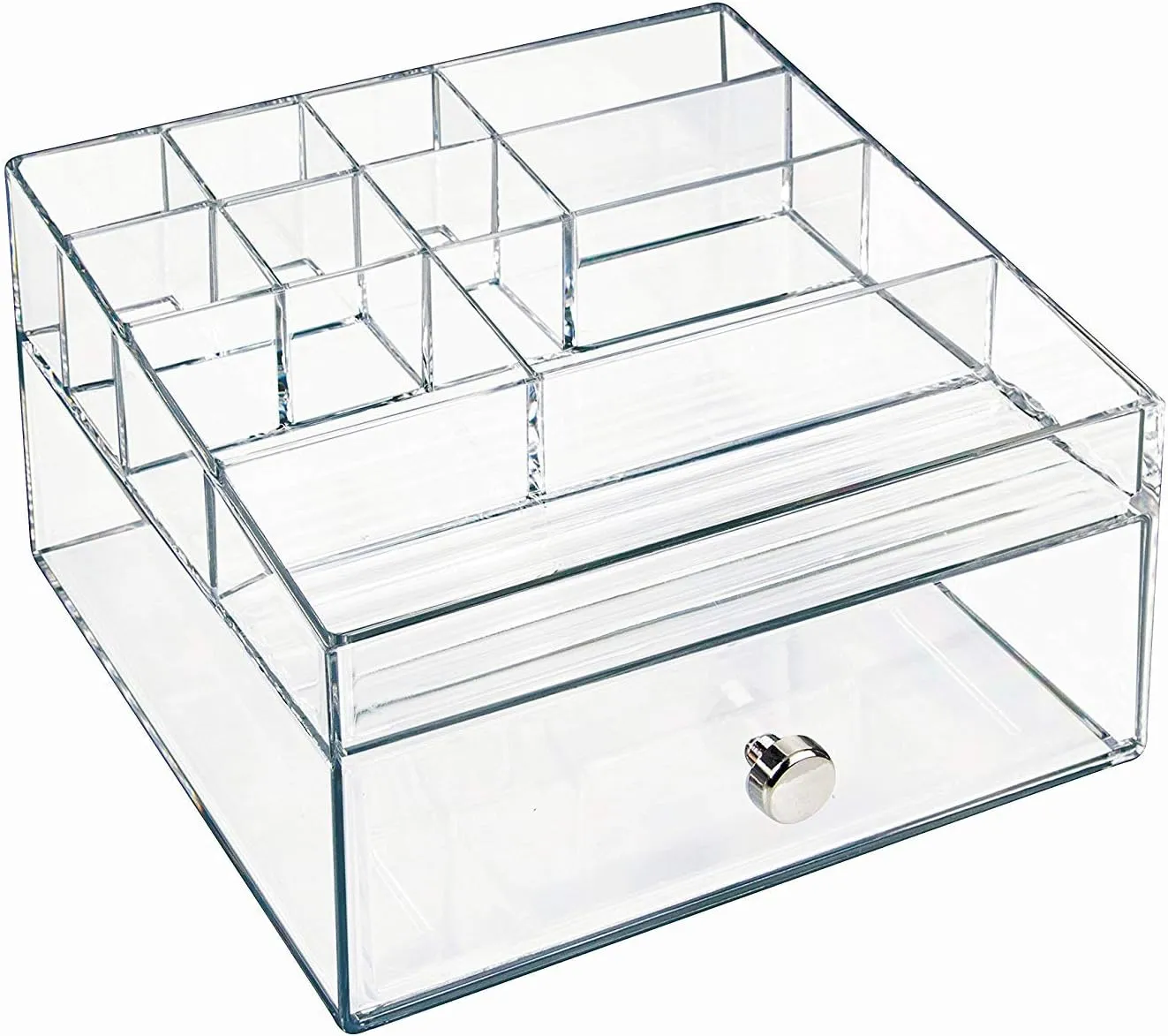 InterDesign iDesign Clarity BPA-Free Plastic Drawer with Divided Tray, 6.97" x 6.5" x 3.94", Clear Organizer