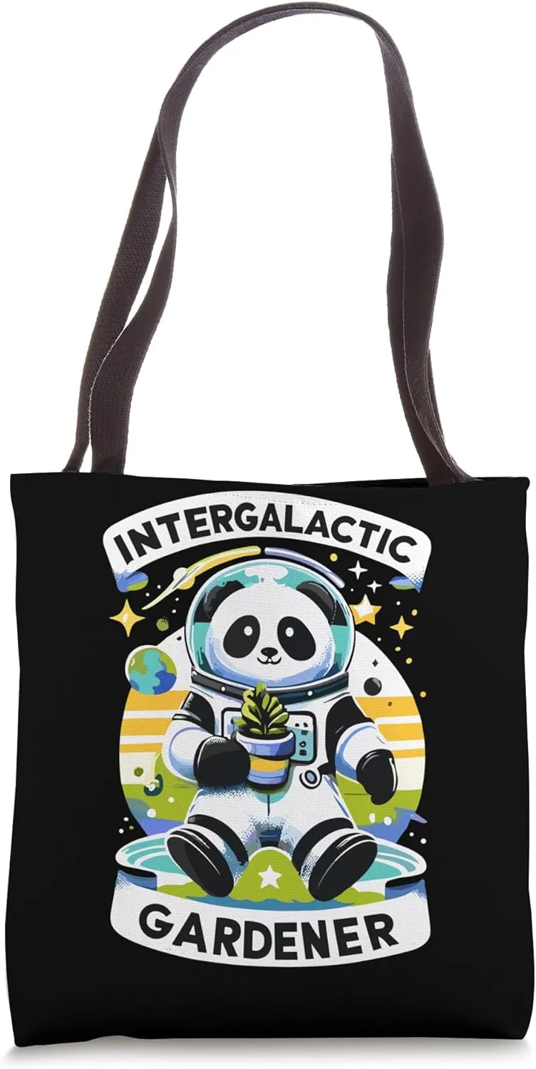 Intergalactic Gardener Panda in Space - Plant Lover Tote Bag