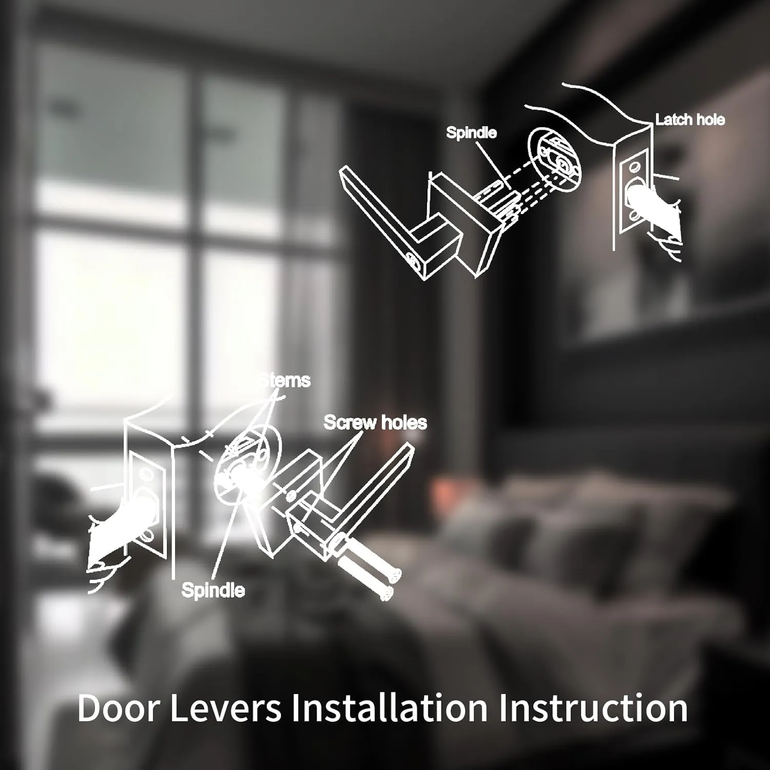 Interior Matte Black Door Handle,Privacy Door Lever for Bath & Bed,Keyless Door Lock Door Knob