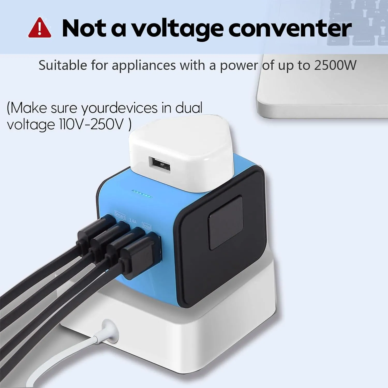 International Travel Adapter Universal Power Adapter Worldwide All in One 4 USB-A Ports Perfect for European US, EU, UK, AU 200  Countries (Blue)