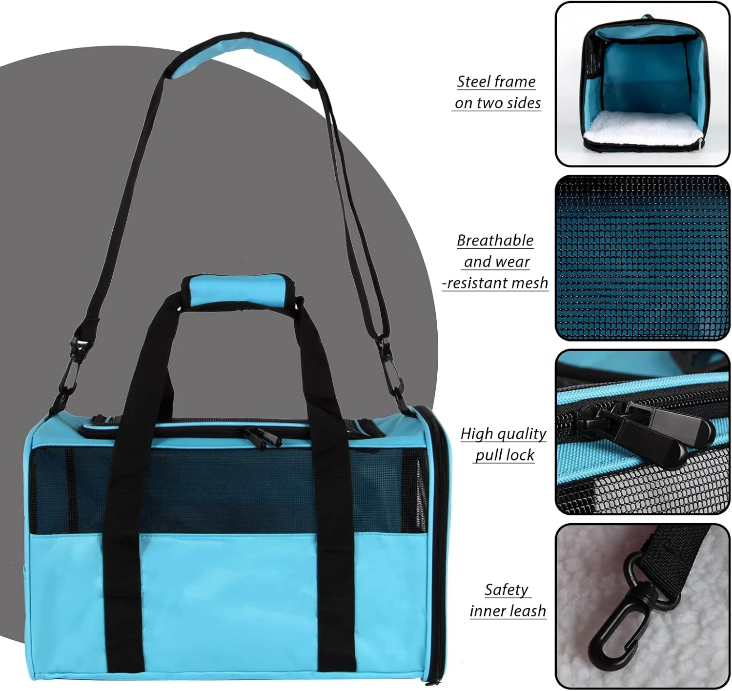 IONRIVER Cat Carriers Soft-Sided Carrier for Small Cats Dogs Puppies Under 15 Lbs,TSA Airline Approved,Collapsible Cat Travel Carrier (Medium,Blue)