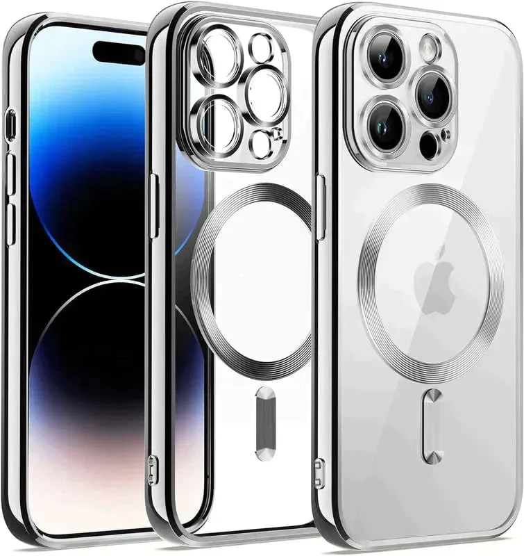 iPhone 14 Pro Electroplating MagSafe Case with Camera Protection - Silver