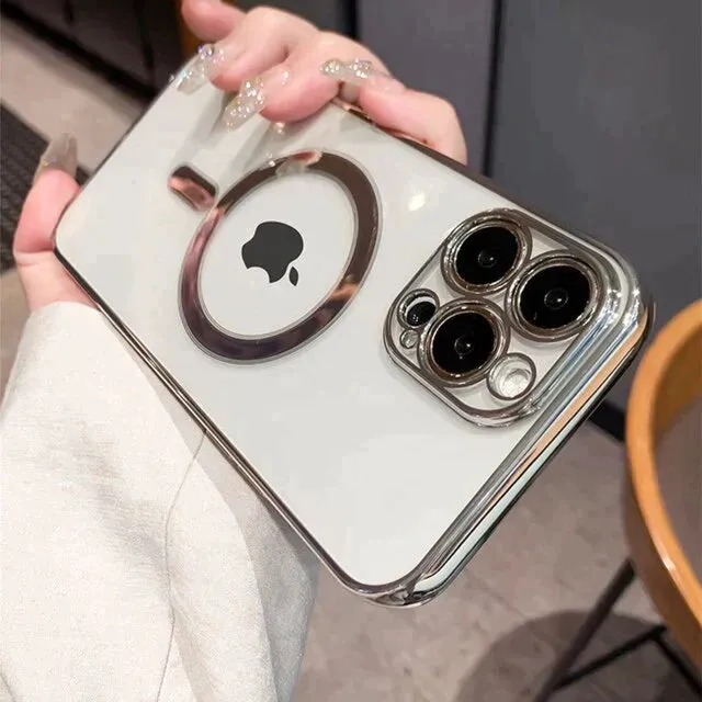 iPhone 14 Pro Electroplating MagSafe Case with Camera Protection - Silver