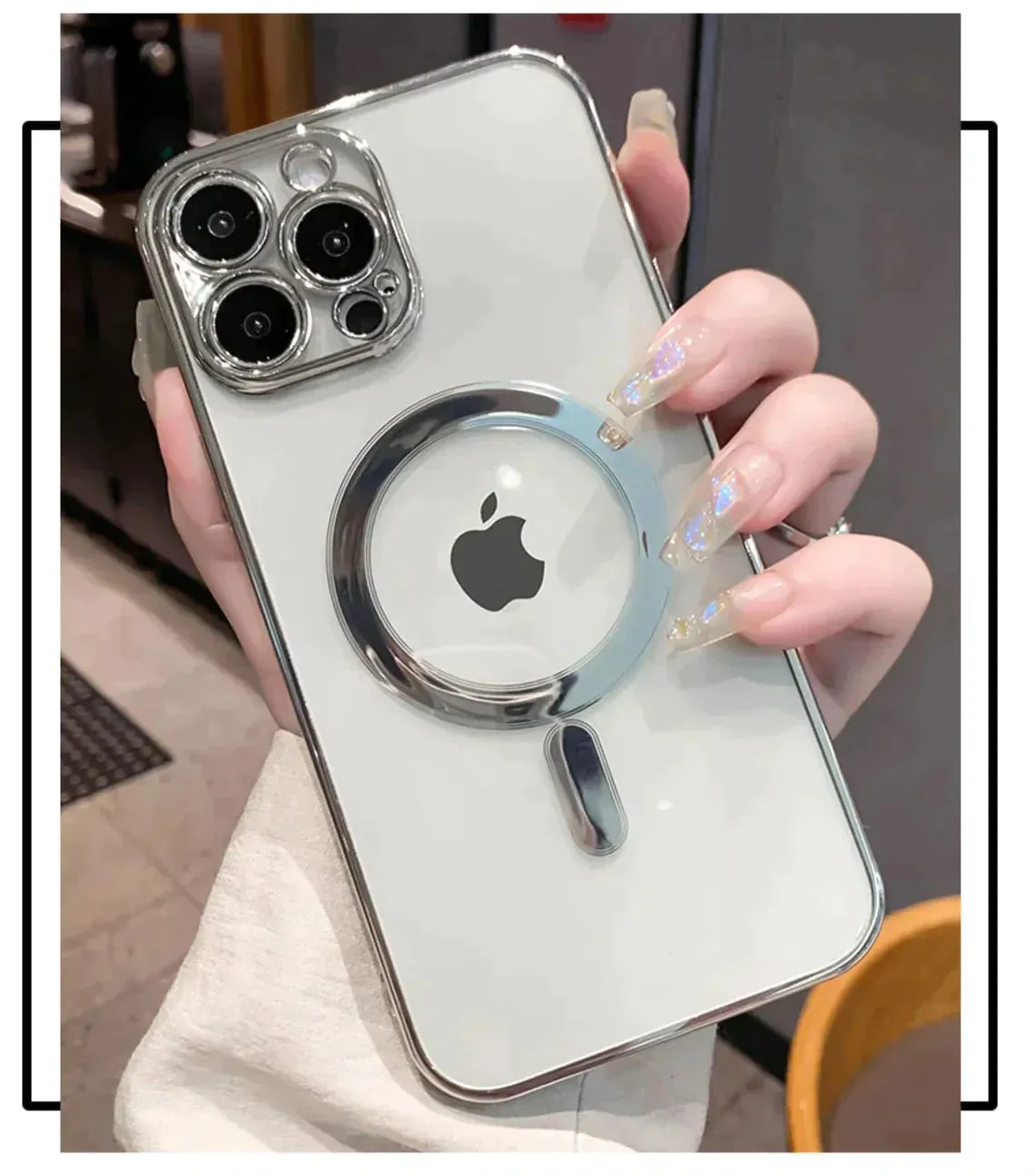 iPhone 14 Pro Electroplating MagSafe Case with Camera Protection - Silver