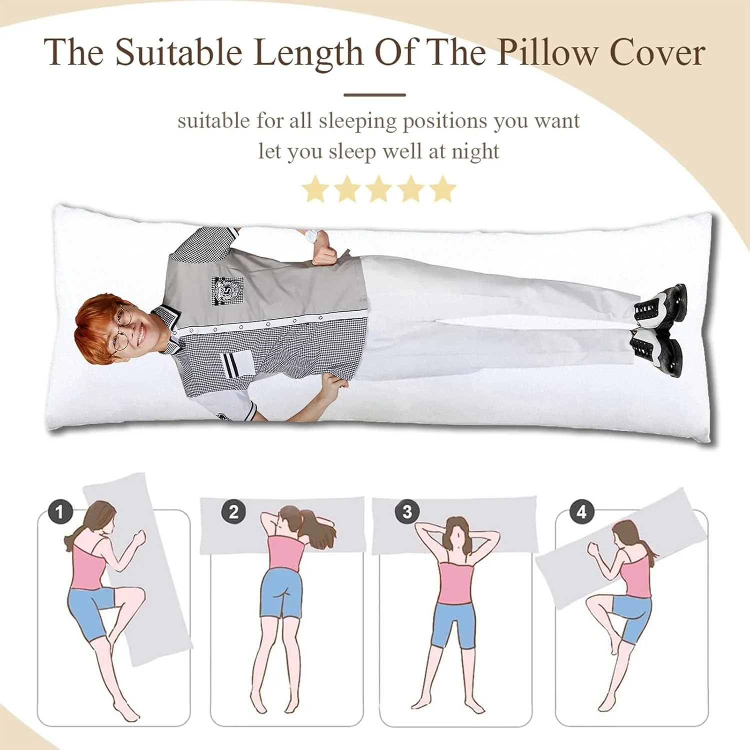 J-Hope Hug Body Pillow Case Singger Pillowcase Cover for Fans 20"x59"(50x150cm)