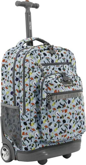 J World New York Sundance Rolling Backpack Girl Boy Roller Bookbag, Skyshroom, 20 Inch
