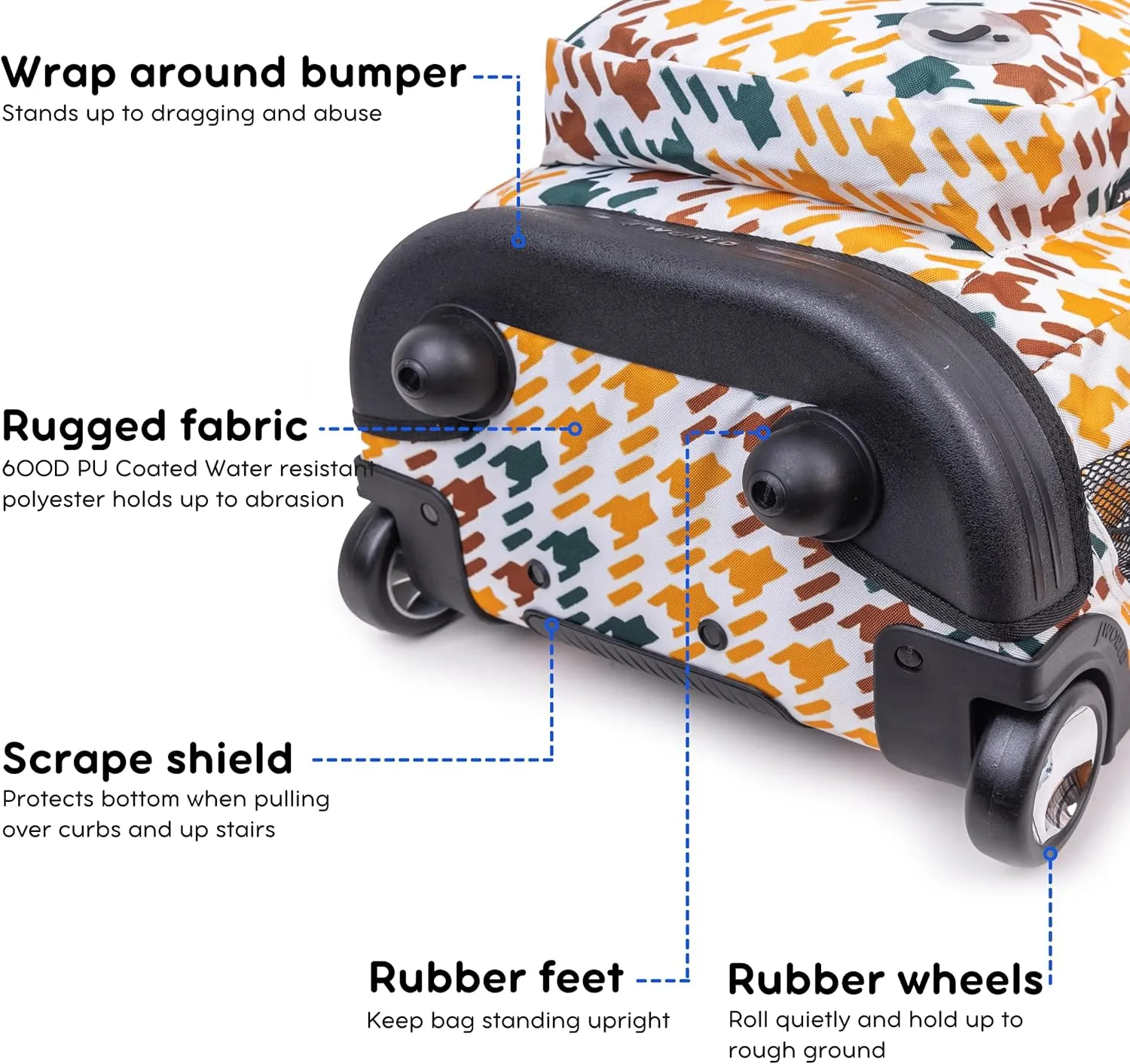 J World New York Sundance Rolling Backpack Girl Boy Roller Bookbag, Vivid Tweed, 20 Inch