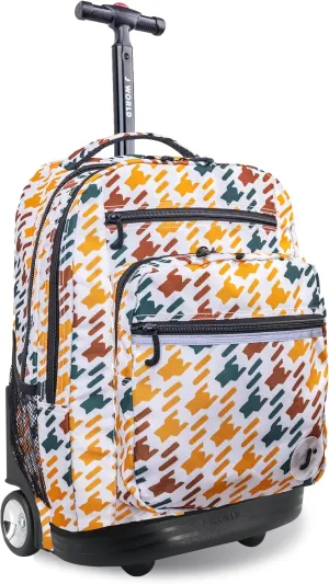 J World New York Sundance Rolling Backpack Girl Boy Roller Bookbag, Vivid Tweed, 20 Inch