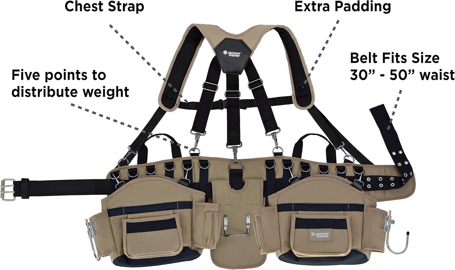 JACKSON PALMER Professional Tool Belt - Comfort Rig Tan & Black