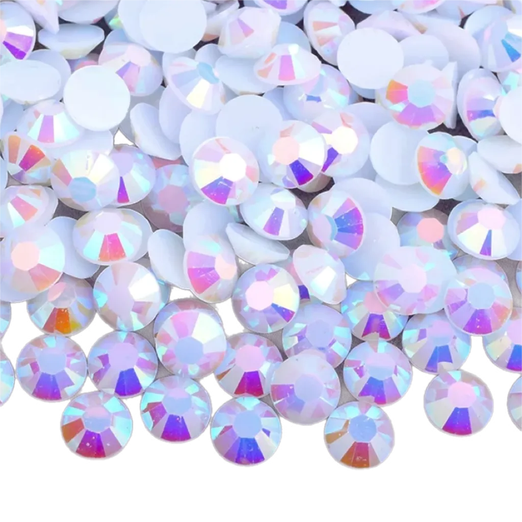 Jelly White AB Round Flat Back Rhinestones
