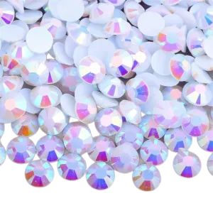 Jelly White AB Round Flat Back Rhinestones