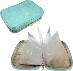 Jewelry Organizer Case Portable Travel Jewelry Storage Bag for Necklaces, Earrings, Rings, Bracelets, Watch，Women Traveling (Green)
