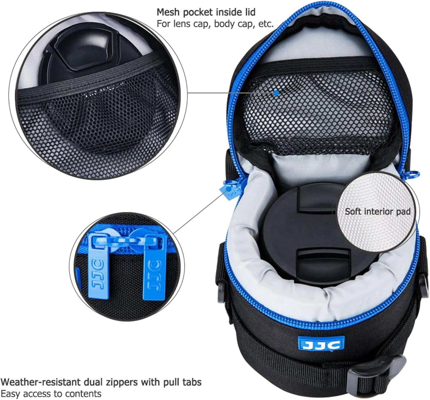 JJC Thick Camera Lens Pouch Case for Canon RF-S 18-150mm f/3.5-6.3 IS STM EF 50mm f/1.8 EF-S 18-55mm II Nikon AF 50mm f1.8D AF-S 50mm f1.8G 18-55mm Fuji XF 23mm 35mm F2 and Lens Size Below 2.95"x3.93"