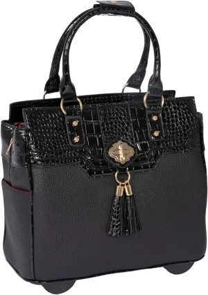 JKM and Company Alligator Compatible With Computer iPad, Laptop Tablet Rolling Tote Bag Briefcase Carryall Bag