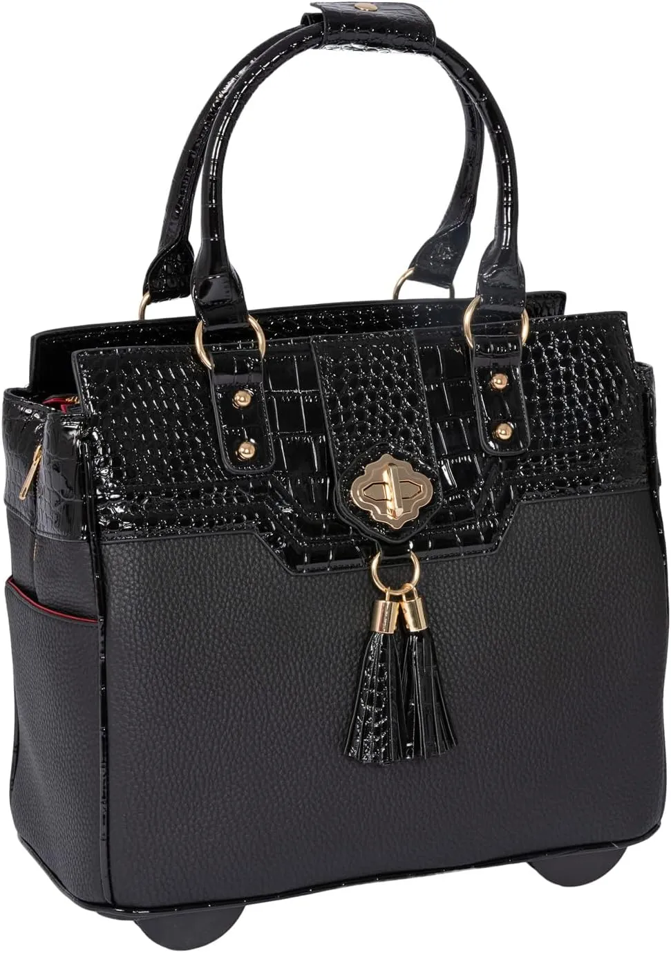 JKM and Company Alligator Compatible With Computer iPad, Laptop Tablet Rolling Tote Bag Briefcase Carryall Bag