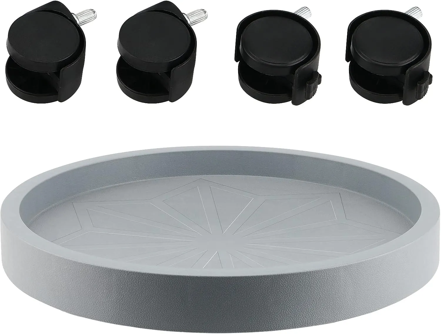 JOIKIT 4 Pack 13 Inch Round Plant Caddy with 4 Lockable Wheels, 132 Lbs Capacity Heavy Duty Rolling Plant Stand, Wheeled Planter Saucer Tray Trolley for 11.8 Inch Planter Pot Indoor Outdoor, Grey