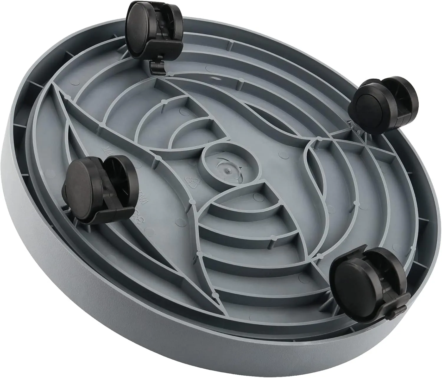 JOIKIT 4 Pack 13 Inch Round Plant Caddy with 4 Lockable Wheels, 132 Lbs Capacity Heavy Duty Rolling Plant Stand, Wheeled Planter Saucer Tray Trolley for 11.8 Inch Planter Pot Indoor Outdoor, Grey